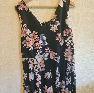 Lane Bryant Navy Blue Floral Sleeveless Dress